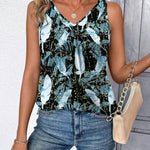 Nadorine Tank Tops Loose Fit V Neck Ruched Sleeveless Tops