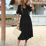 Nadorine Summer Dresses Midi Tiered Casual Dress