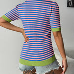 Nadorine Short Sleeve Sweaters Soft Casual V Neck Pullover Tops