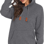 Women Quilted Sweatshirt, Casual Hoodies Pullover with Long Sleeve Hooded Sweatshirt (Us Only)