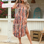Nadorine Maxi Dress with Pockets Short Sleeve Sundress