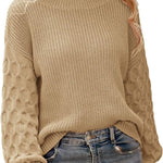 Nadorine Women's Elegant Knitted Jumper Crew Neck Sweater (DE Only)