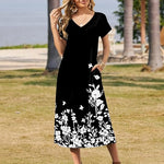 Nadorine Floral Dress Short Sleeve Beach Dress