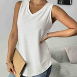 Nadorine Women Eyelet Tank Tops Sleeveless Shirts V Neck Cute Top