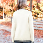 Nadorine Crewneck Pullover Long Sleeve Knit Side Slit Sweater