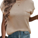Nadorine Sleeveless Cape Sleeve Knit Ribbed Tank Tops