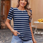 Nadorine Blouse Dressy Casual Puff Short Sleeve Boho Tops