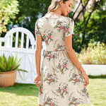 Zeagoo Womens Floral Pleated Button Down Petal Mini Dress