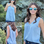 Nadorine Women's Satin Tank Top Sleeveless Blouse
