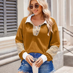 Zeagoo Women's Sweatshirt Striped Long Sleeve Henley Button Tunic Tops