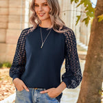 Nadorine Elegant Blouse Long Sleeve Crew Neck T Shirt (DE Only)