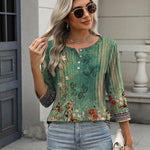 Nadorine 3/4 Length Sleeve Women Tops Blouses