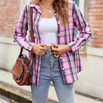 Nadorine Flannel Shirt Women Button Down Long Sleeve Plaid Shirts