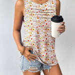 Nadorine Tank Top Blouses Scooped Neck Pleated Front Shirts