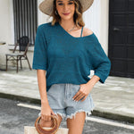 Nadorine Women's Crochet Off The Shoulder Hollow Out Knit Tops