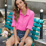 Nadorine Linen Button Down Shirts  Long Sleeve Cotton Gauze Tops
