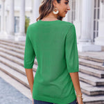 Nadorine Loose Short Sleeve Tunic Tops Crochet Knit Pullover Sweater