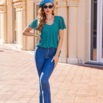 Nadorine Blouse Women's Elegant Ruffle Sleeve Tops (DE Only)