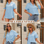 Nadorine Blouse Shirt Blouse Short Sleeve 100% Cotton Shirts (DE Only)