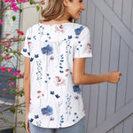 Nadorine Women Tunic Tops Dressy Casual Short Sleeve Floral Shirts