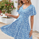 Zeagoo Womens Casual Swing Floral Ruffle Short Sleeve Sundresses