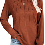 Nadorine Women Long Sleeve Shirts Casual Pleated Tunic Blouses