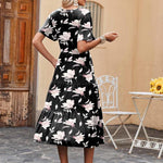 Nadorine Midi Floral Flutter Short Sleeve Casual Dresses with Pockets