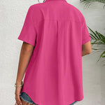 Zeagoo Womens Button Down Linen Shirt Short Sleeve Cotton Blouse