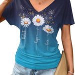 Nadorine Women's Short Sleeve Shirts V Neck Blouse
