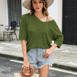 Nadorine Women's Crochet Off The Shoulder Hollow Out Knit Tops