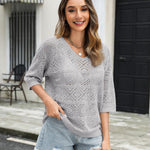 Nadorine Women's Crochet Off The Shoulder Hollow Out Knit Tops