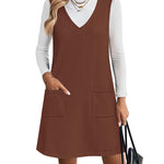 Trendy V-neck Sweater Knit Vest Dress (US Only)