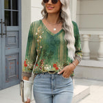 Nadorine 3/4 Length Sleeve Womens Tops Casual V Neck Shirts Soft Basic Tees Business Work Blouses