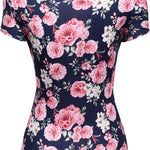 Nadorine Cross-Front V Neck Ruched Short Sleeve Blouses