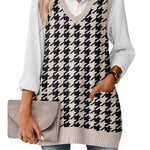 Stylish V-neck Sweater Knit Vest with Pocket (US Only)