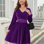 Nadorine Women's Elegant Velvet Dress Winter Dress (DE Only)