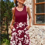 Nadorine Summer Dress Knee-Length Round Neck Floral Dress (DE Only)
