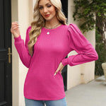 Nadorine Women's Knit Pullover Sweater Soft Puff Long Sleeve Shirt