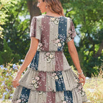Nadorine Summer Tiered Mini Dress with Pockets Ruffle Sleeve Dress