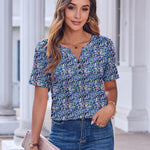 Nadorine Casual Short Sleeve V Neck Shirts Business Dressy Tunic Blouses