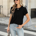 Zeagoo Womens T Shirts Short Sleeve Pleated Dressy Loose Tops