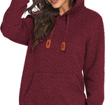 Women Quilted Sweatshirt, Casual Hoodies Pullover with Long Sleeve Hooded Sweatshirt (Us Only)