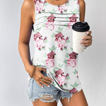 Nadorine Tank Top Blouses Scooped Neck Pleated Front Shirts