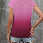 Nadorine V Neck Eyelet T Shirts Cap Sleeve Tops