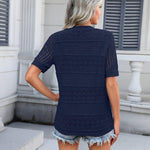 Nadorine Short Sleeve Crochet Cardigan Button up Bolero Shrug Sweater