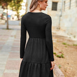 Nadorine Women's Autumn Dress Long Sleeve Round Neck Knitted Dress