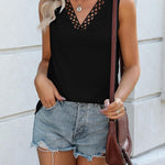 Nadorine Women V Neck Lace Tank Tops
