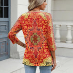 Nadorine 3/4 Length Sleeve Womens Tops Casual V Neck Shirts Soft Basic Tees Business Work Blouses
