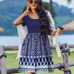 Nadorine Casual Dress Floral Patchwork Dress with Pockets