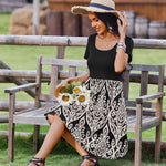 Nadorine Casual Dress Floral Patchwork Dress with Pockets